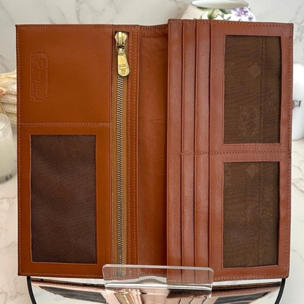 MCM Long Bifold Continental Wallet Cognac Visetos Monogram Coated Canvas GUC - Picture 3 of 9